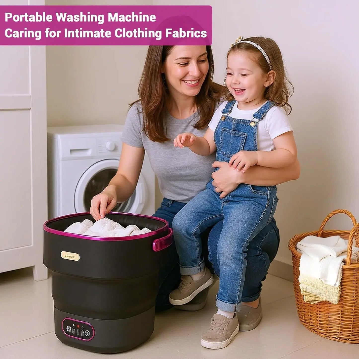 Collapsible Mini Portable Washing Machine & Spin Dryer. Compact Laundry Solution
