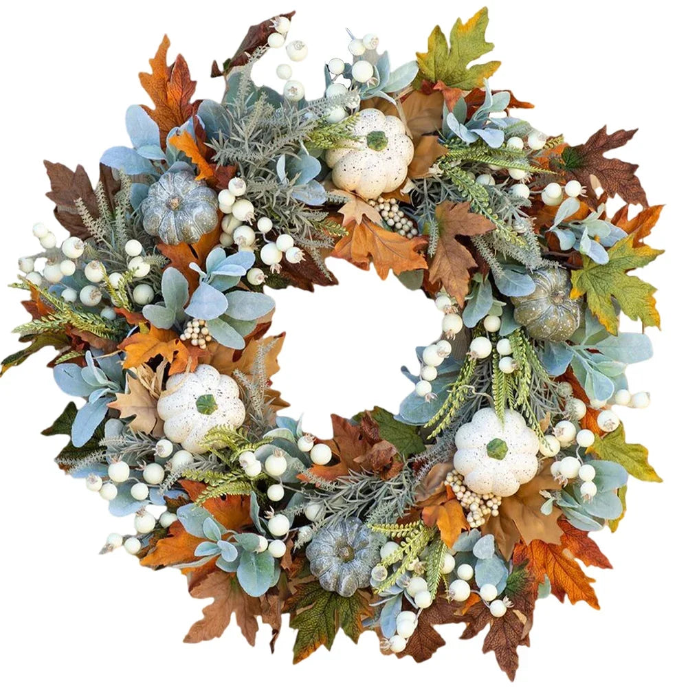 35/40cm Fall Front Door Wreath Festival Theme Pumpkin Berry Garland Window Hanging Garland for Home Porch Wall Decor
