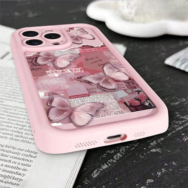 Pink Butterfly Silicone Phone Case, Soft Shockproof Protection