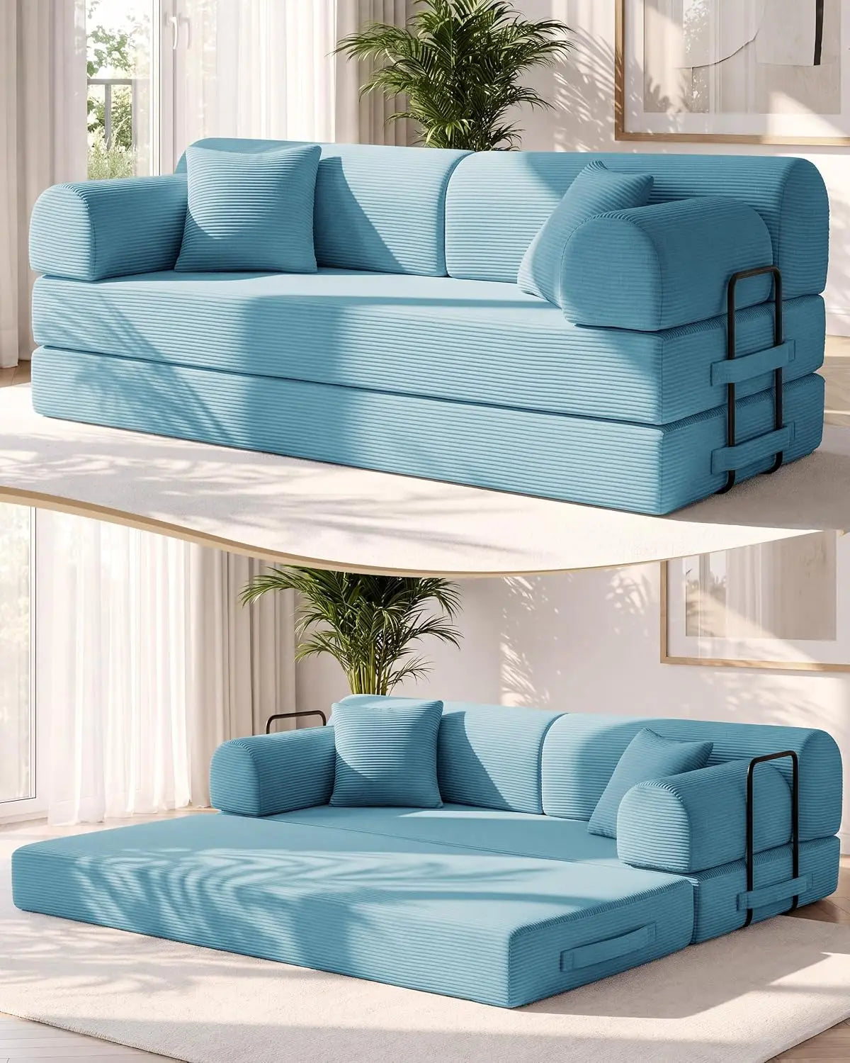 78.8-Inch Convertible Futon Sofa Bed with High Back