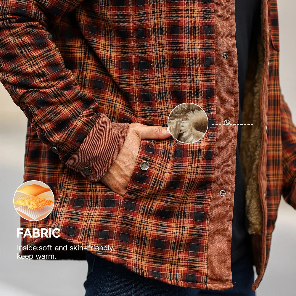 Men’s Sherpa Lined Plaid Bomber Jacket