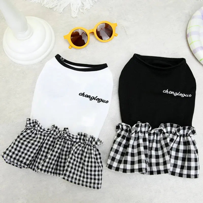 Luxury Plaid Summer Pet Dress for Small Dogs & Cats