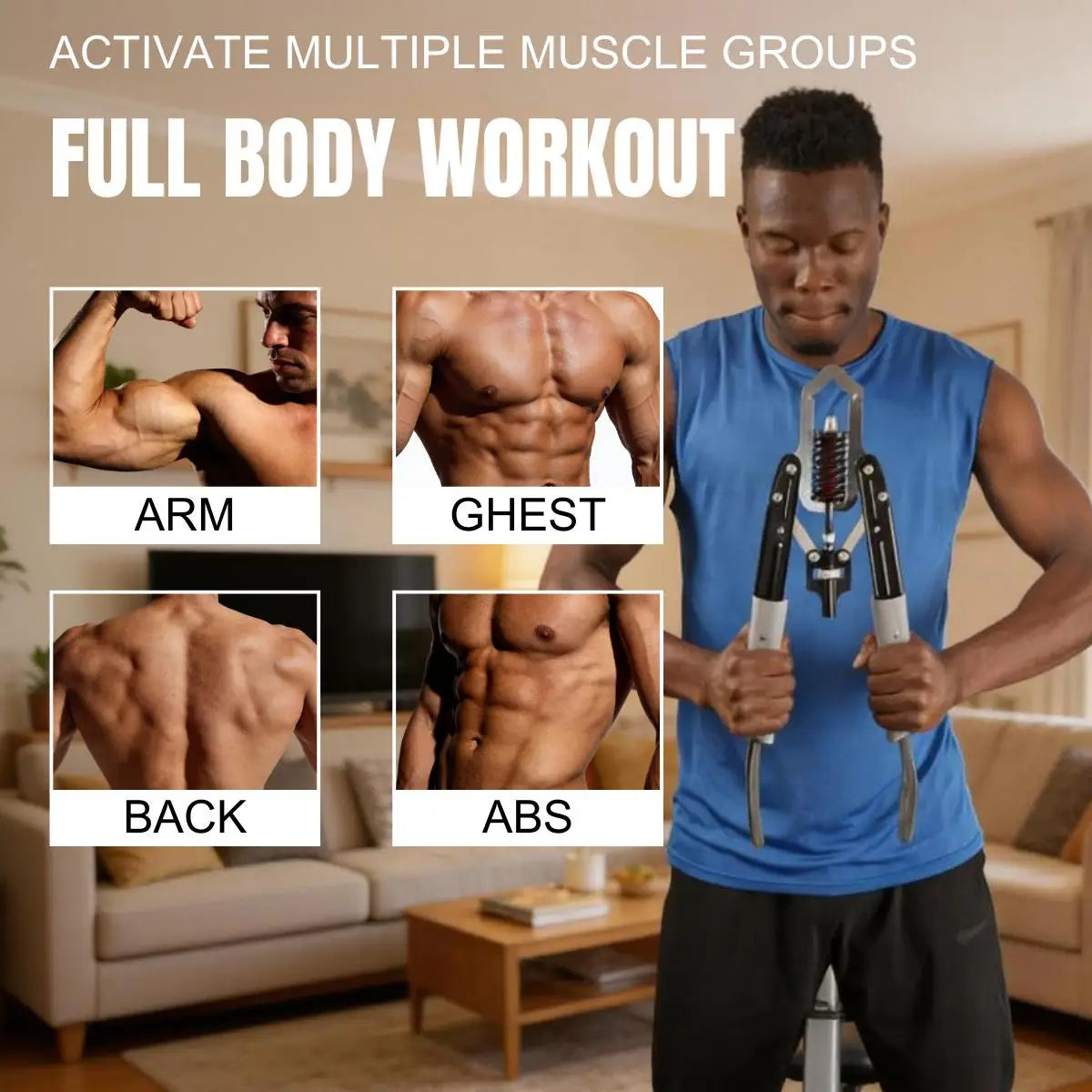 Portable Adjustable Resistance Trainer with Full Body Strength Training System