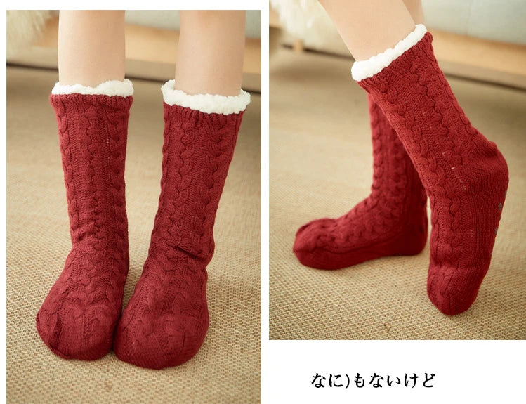 Womens Fuzzy Thermal Sock Plush Grip Hemp Winter Soft Female Home Indoor Warm Bedroom Non slip fluffy Thick Slipper Floor Sock