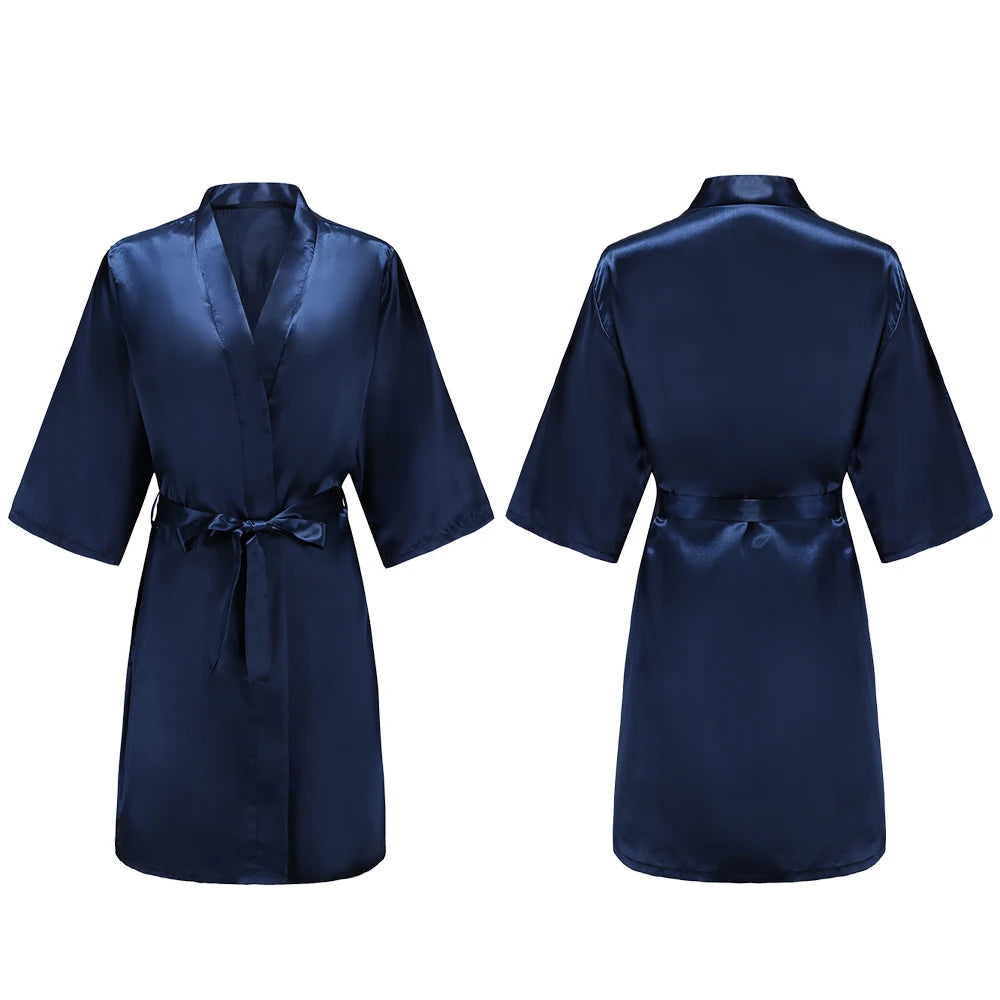 Women's Satin Pajama Set. Short Sleeve Robe & Shorts Loungewear