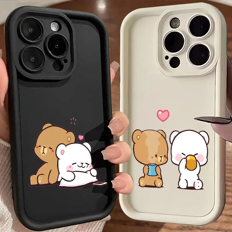 Cute Love Heart Bear iPhone Case .Soft Protective Cartoon Phone Cover (iPhone 11–17 Series)