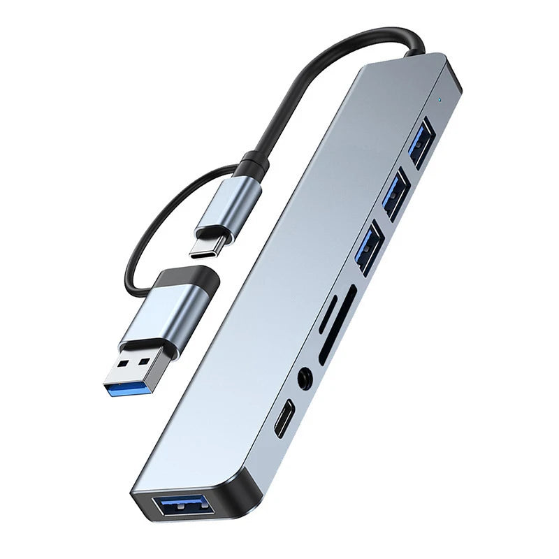 8-in-2 USB-C Docking Station Hub with HDMI, USB 3.0, SD/TF Card Reader & 3.5mm Audio Adapter