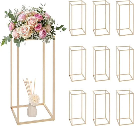 10PCS Metal Vase Column Stand Wedding Centerpieces for Table 24in Tall Gold Metal Flower Stand for Wedding Home Decor