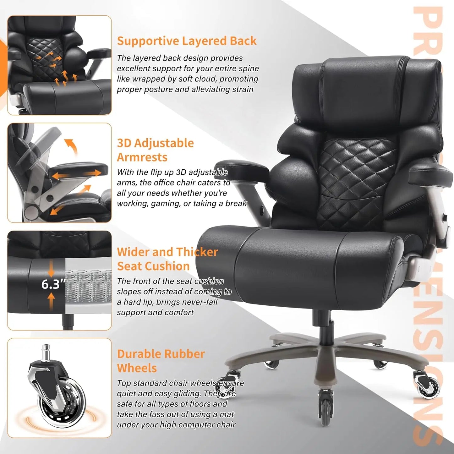 700LB Big & Tall Executive Office Chair with Adjustable Lumbar Support