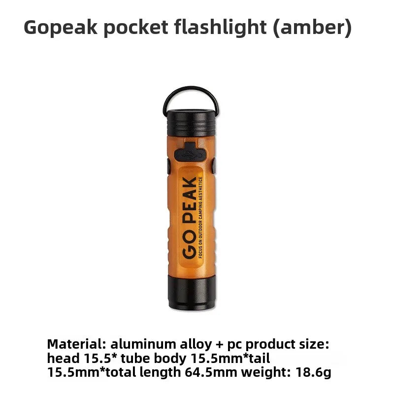 GOPEAK Mini USB Rechargeable LED Pocket Flashlight – Clip-On Keychain Light for Camping, Travel & Everyday Carry