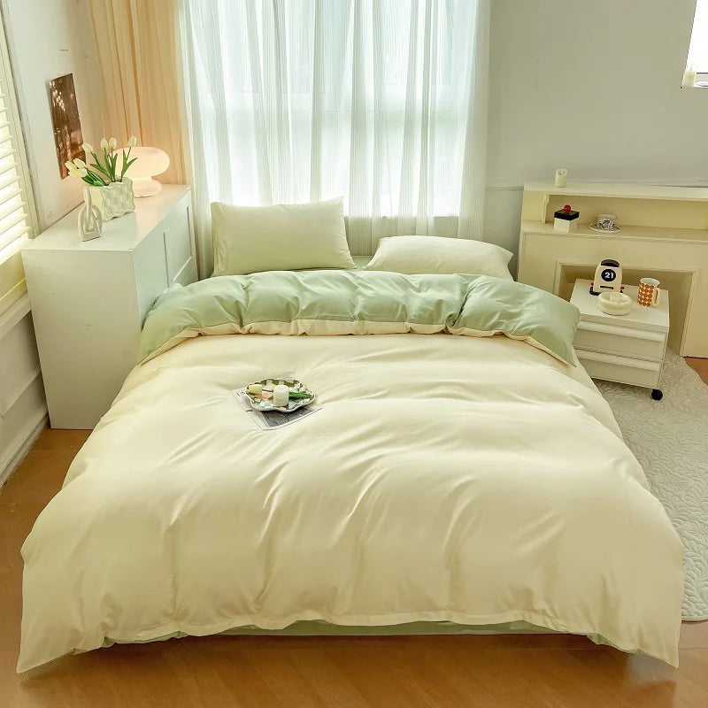 4-Piece Soft Brushed Duvet Cover Set . Solid Color Bedding