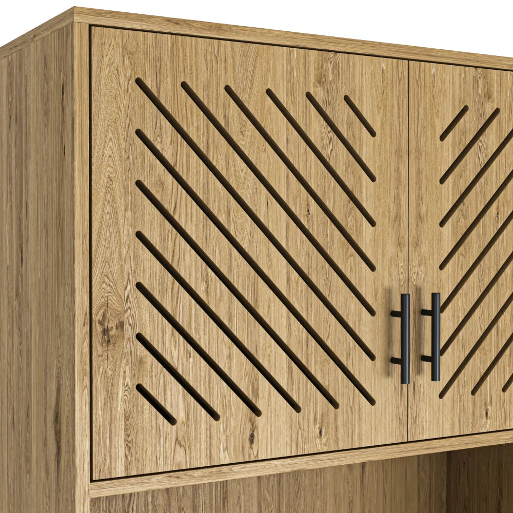 71" Tall Farmhouse Kitchen Pantry Hutch Bar Cabinet Drawers & Shelves Large Wood Storage Cabinet Doors Microwave Stand Cupboard