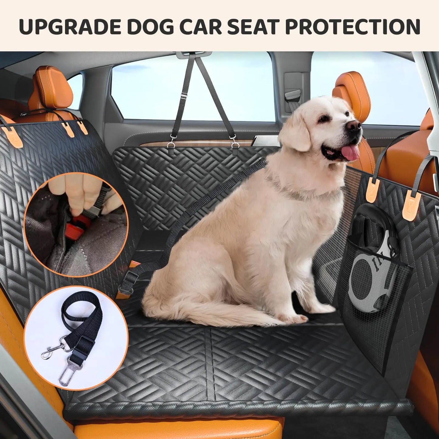 Premium Hard Bottom Dog Car Seat Extender & Waterproof Rear Seat Protector