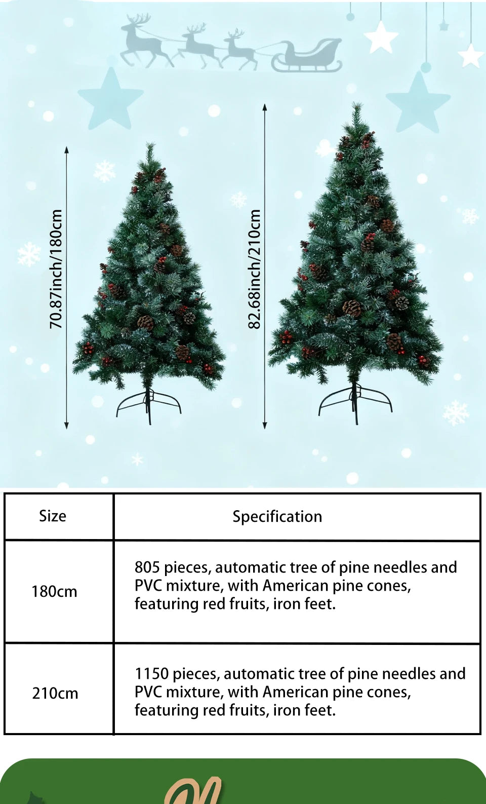 7FT Full Artificial Christmas Tree with 1,150 Tips, Pine Cones & Berries . Premium Holiday Tree with Natural Rustic Charm