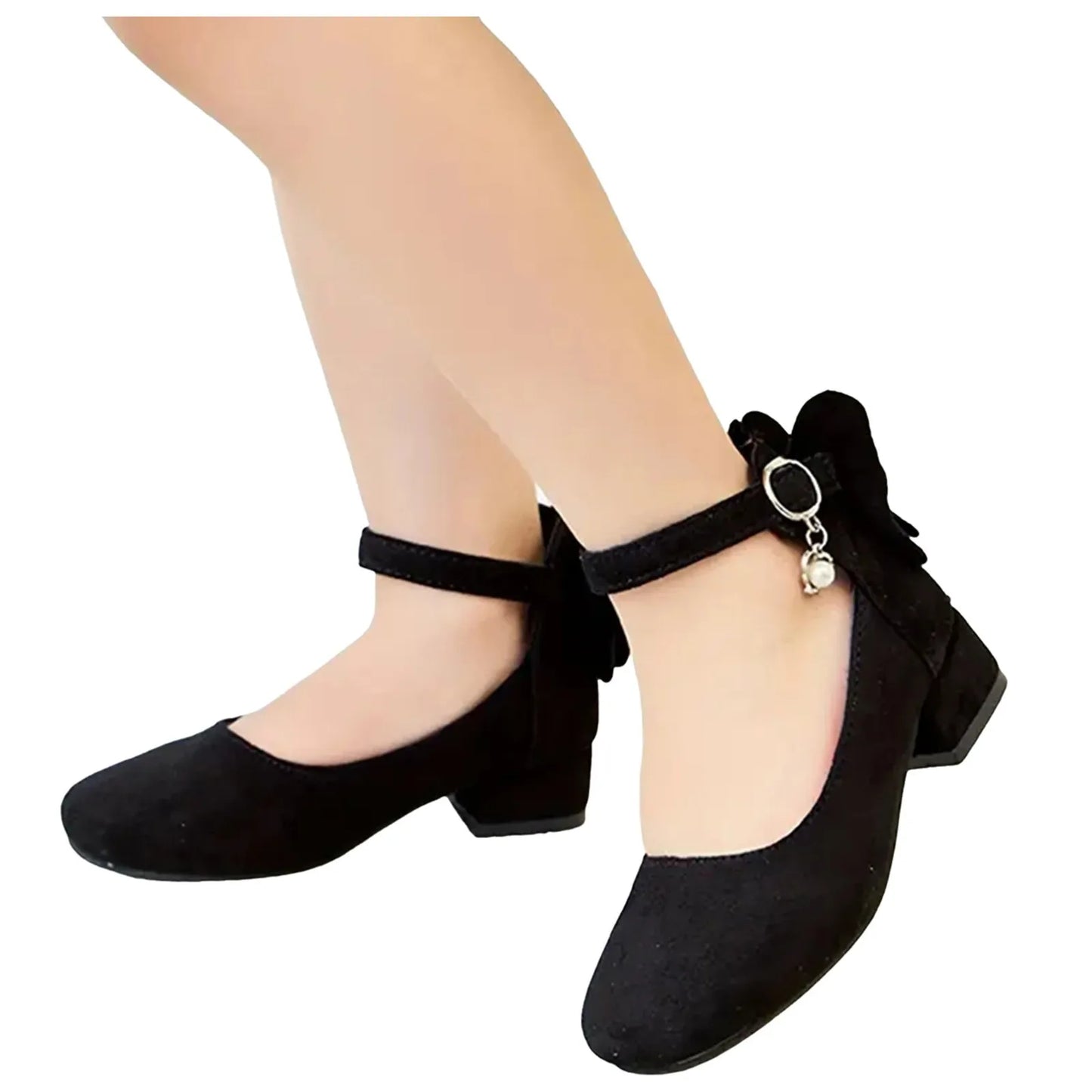 Kids High Heeled Shoes Girls Princess Sandals For Party Wedding Dance Childrens Fashion Velvet Solid Leather Shoes 2025 Spring