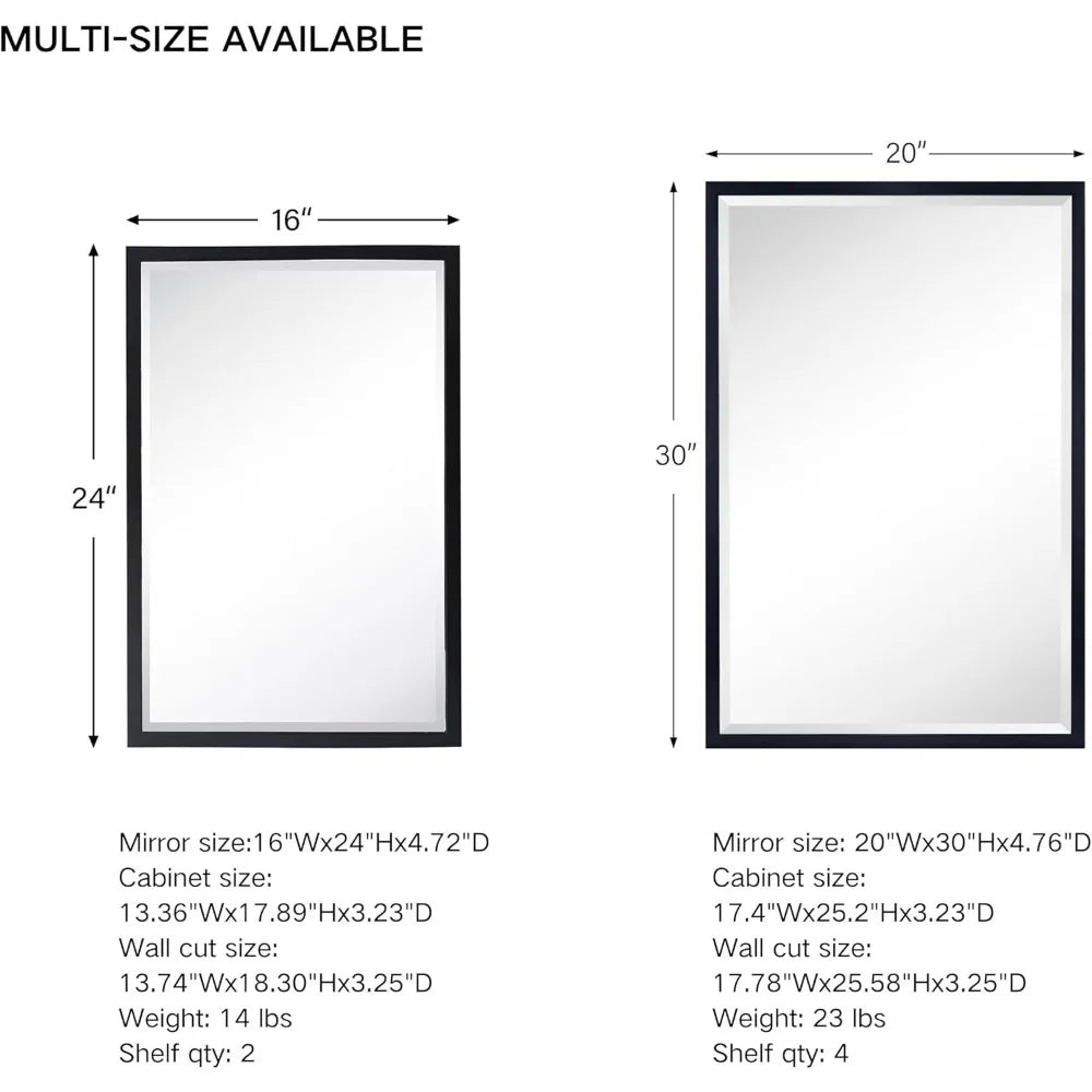 Brush Nickel Metal Framed Recessed Medicine Cabinet Mirror