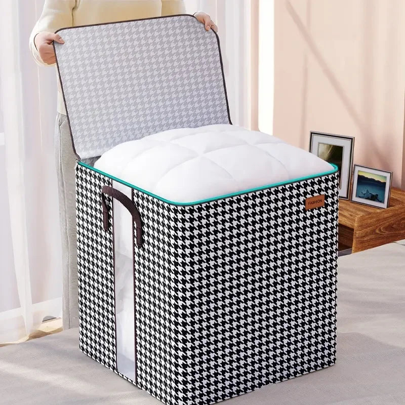 Large Woven Storage Baskets with Lids for Laundry & Home Organization