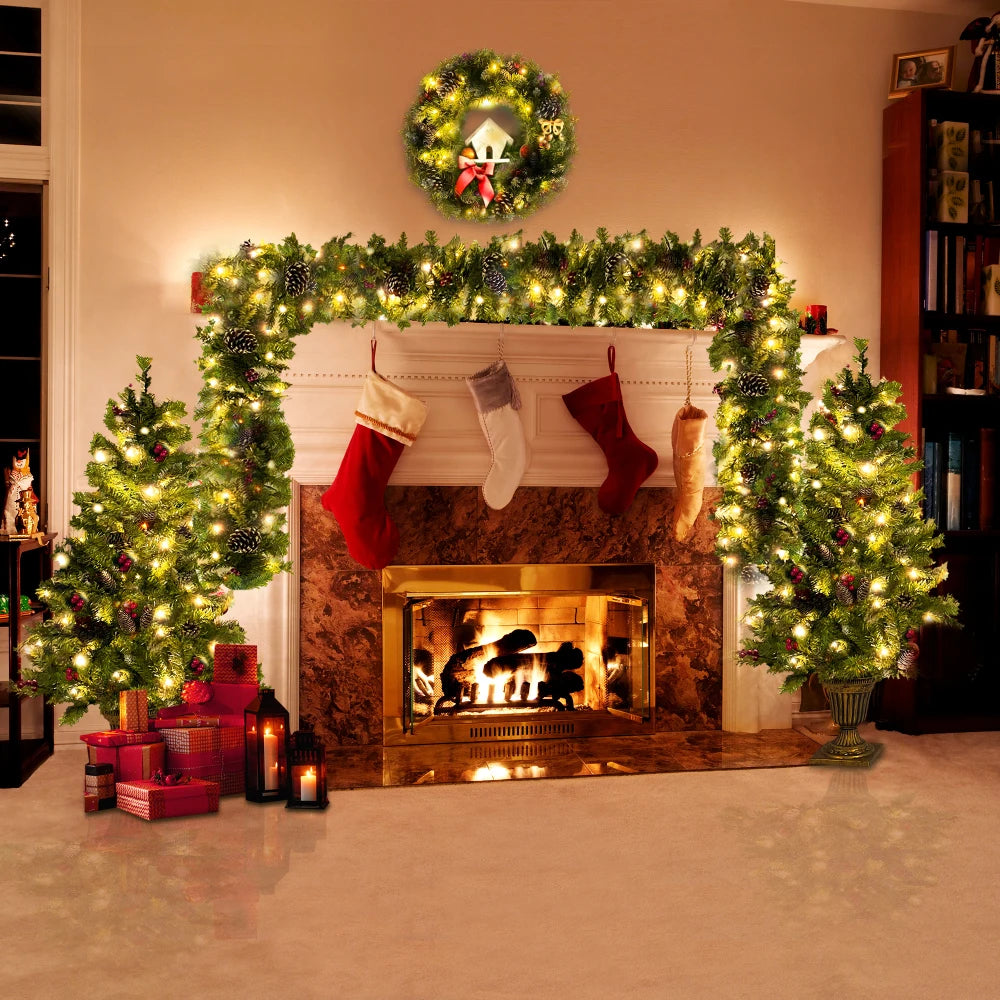 Prelit Christmas Tree Set With Entrance Trees And Wreath