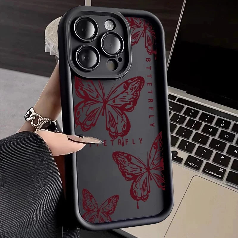 Pink Butterfly Silicone Phone Case, Soft Shockproof Protection