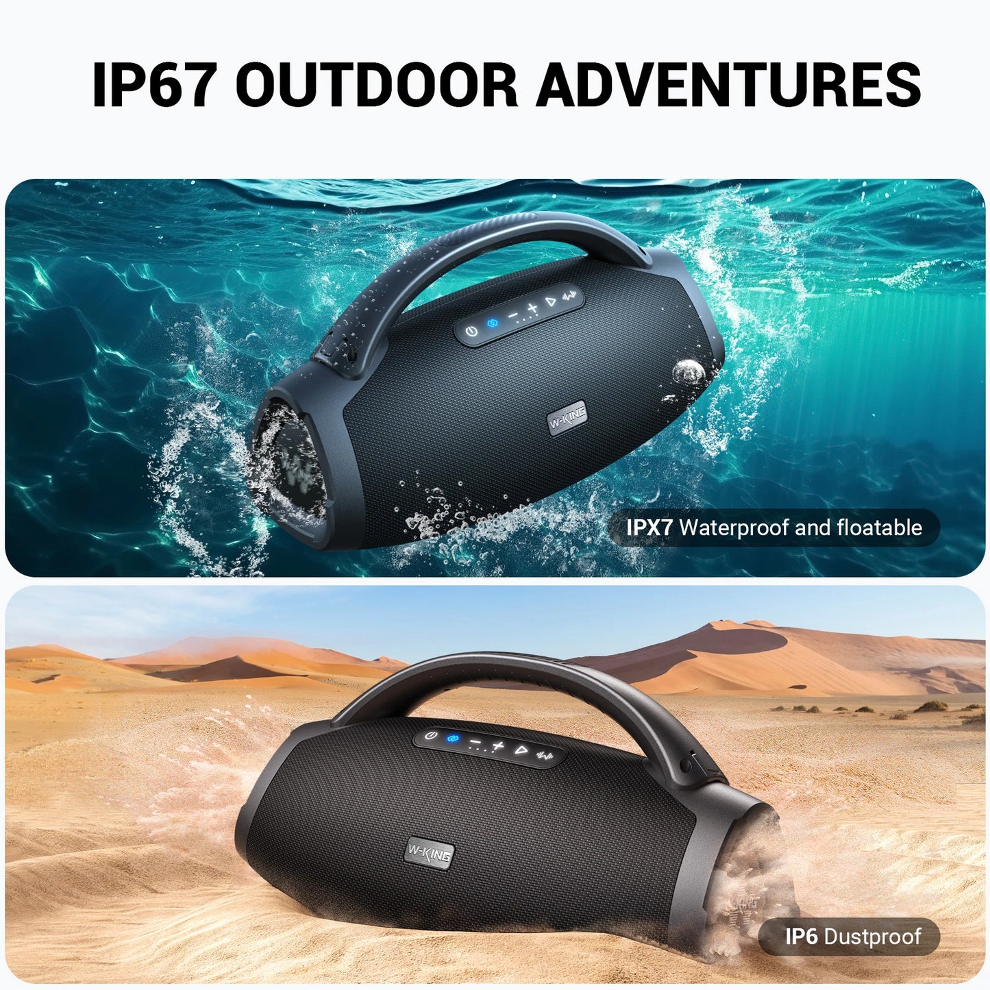 W-KING D20 200W Portable Bluetooth Party Speaker .Deep Bass, Waterproof Outdoor Boombox & Long Battery Life