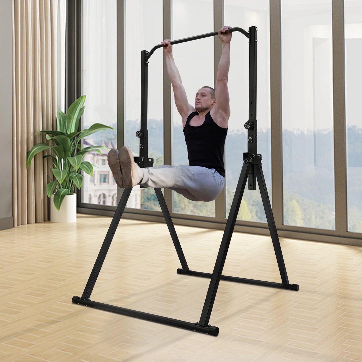 Adjustable Pull-Up Station.Heavy-Duty Home Strength Training Tower