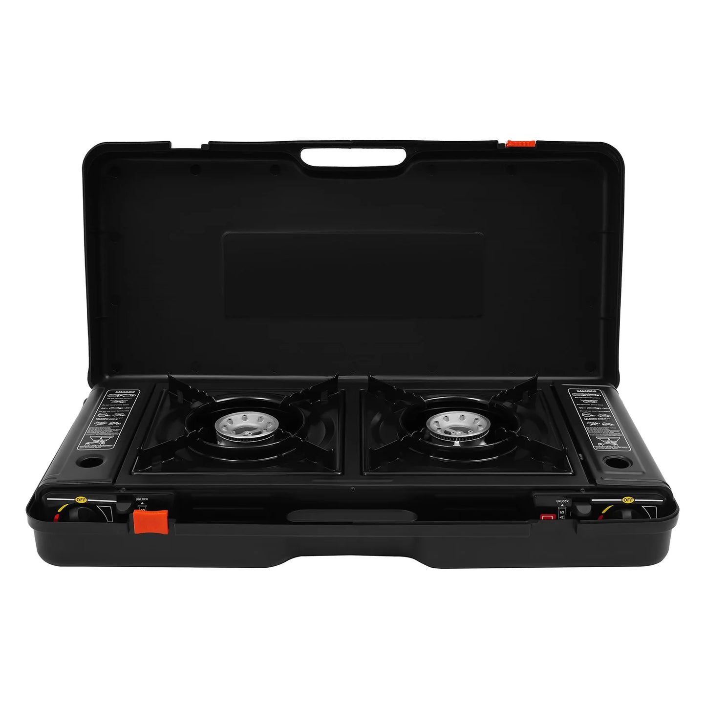 Portable 2-Burner Camping Stove & Grill Combo . 2500W Outdoor Cooking System  Description: