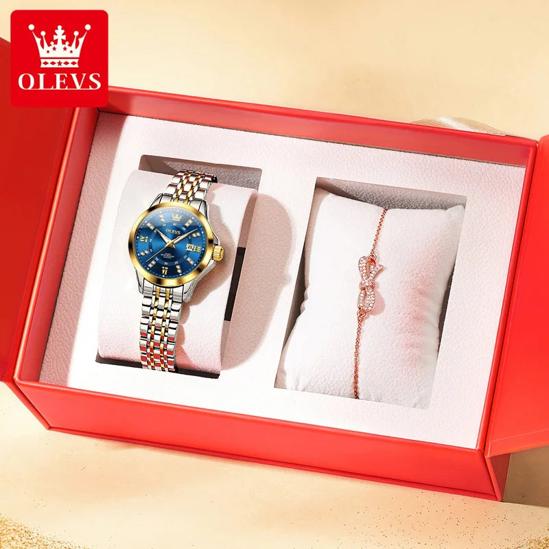 Women’s Elegant Two-Tone Watch – Classic Round Dial & Metal Bracelet