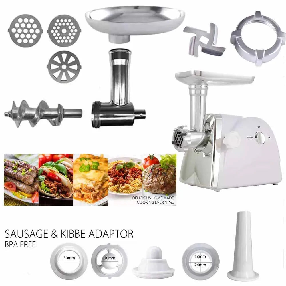 Heavy Duty 3000 Watts Powerful Meat Grinder Mincer Sausage Maker Filler Food Processors Kitchen Mincing Machine White