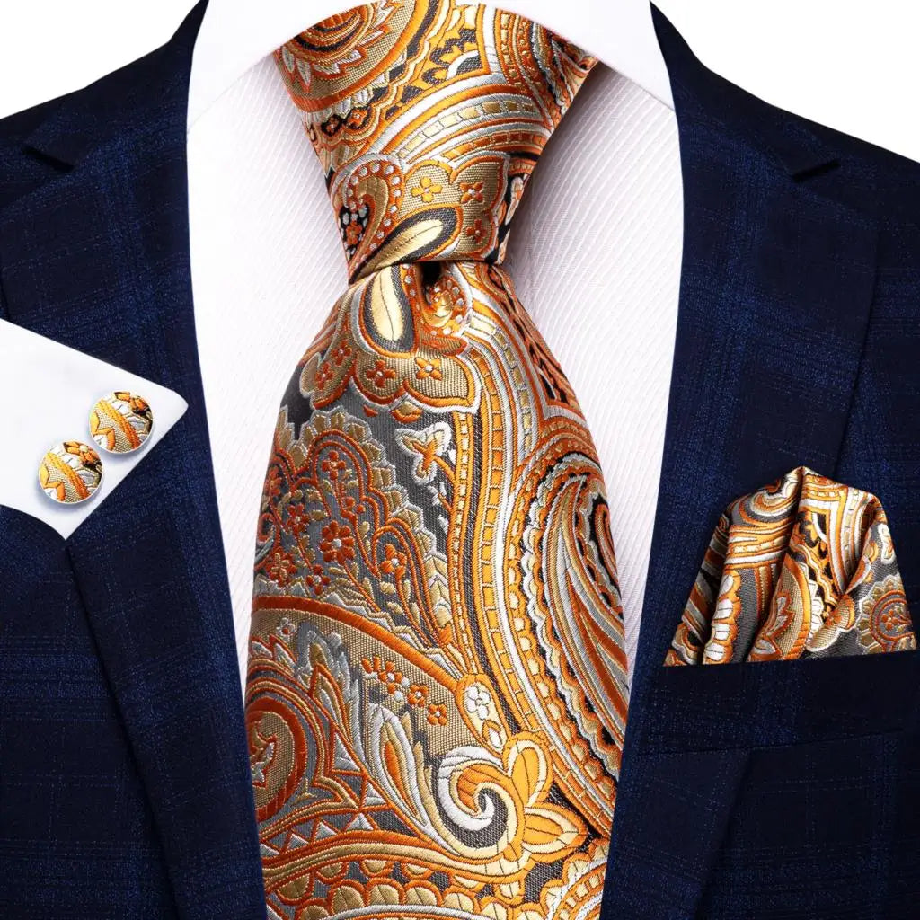 Men’s Gold Patterned Necktie. Wedding & Formal Wear