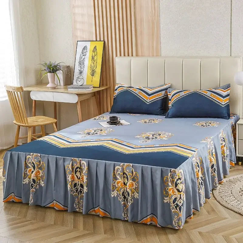 Bedroom Flat Sheets Bed Printed Fashion Modern Queen King Size Washed Cotton Comfortable Bedding Mattress Cover Bedspread New