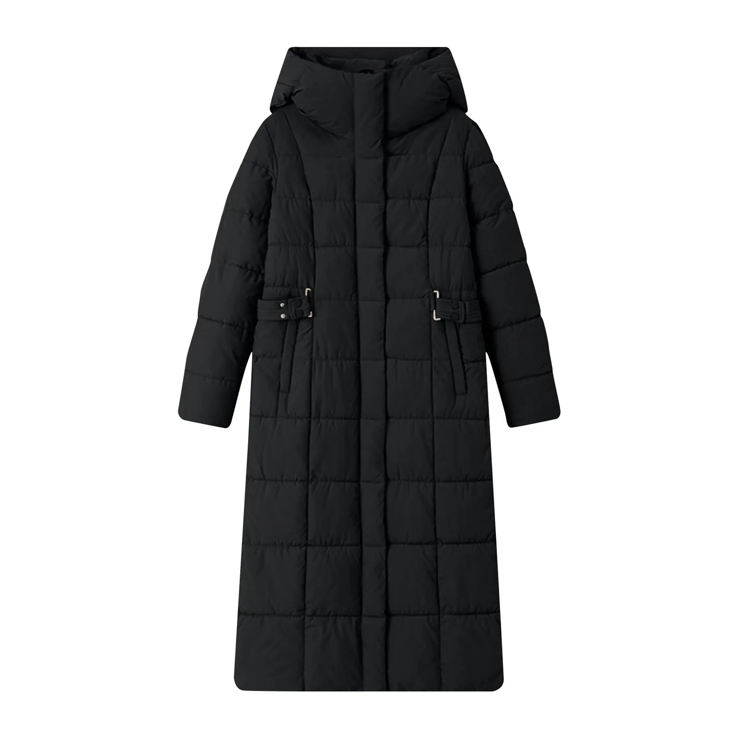 Black Winter Coat 2024 New Women's Thick Cotton Parka Jacket Korean Oversized Loose Hooded Coats Female Casual Long Overcoat