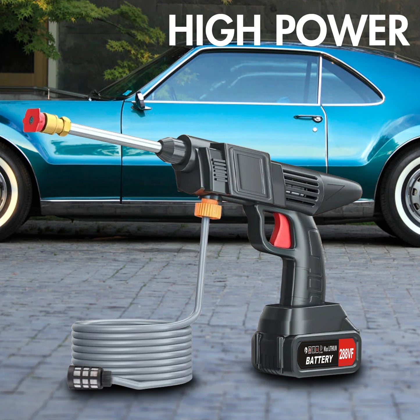 Portable Cordless High Pressure Washer with Rechargeable Battery for Cars, Patios, Driveways & Outdoor Cleaning