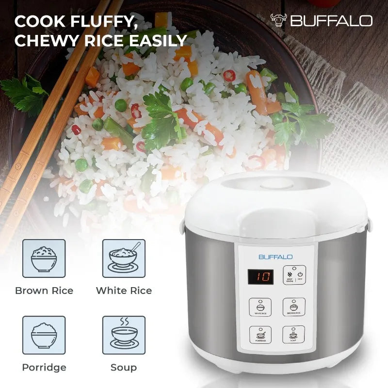 Buffalo Rice Cooker With Clad Stainless Steel Inner Pot