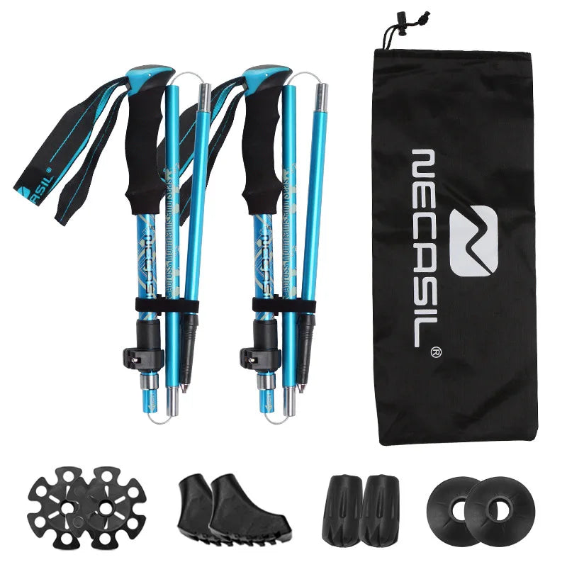 2PCS Ultralight Trekking Poles Set – Foldable Telescopic Nordic Walking Sticks for Hiking, Backpacking & Outdoor Adventures