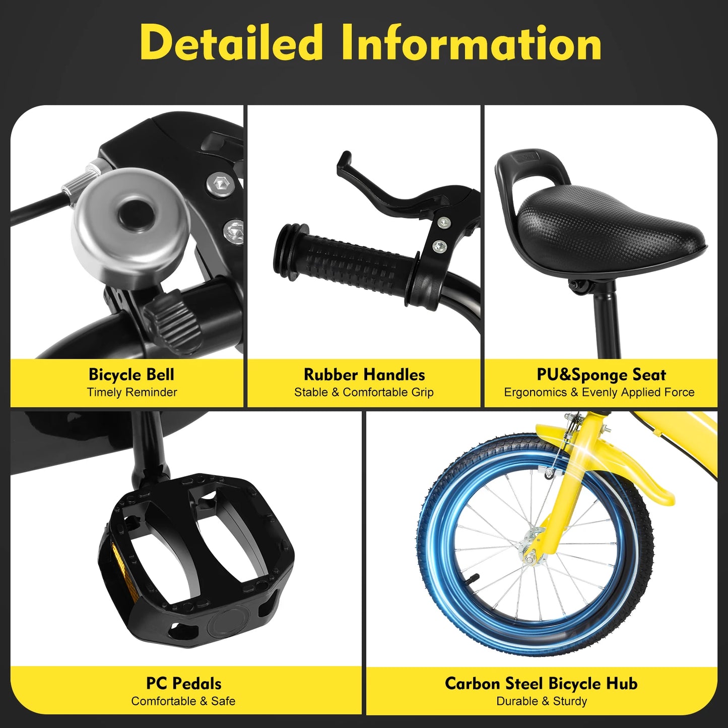 14 Inch Children’s Bicycle with Training Wheels .Kids Bike for Ages 2–5, Adjustable Seat & Handlebars, Boys & Girls