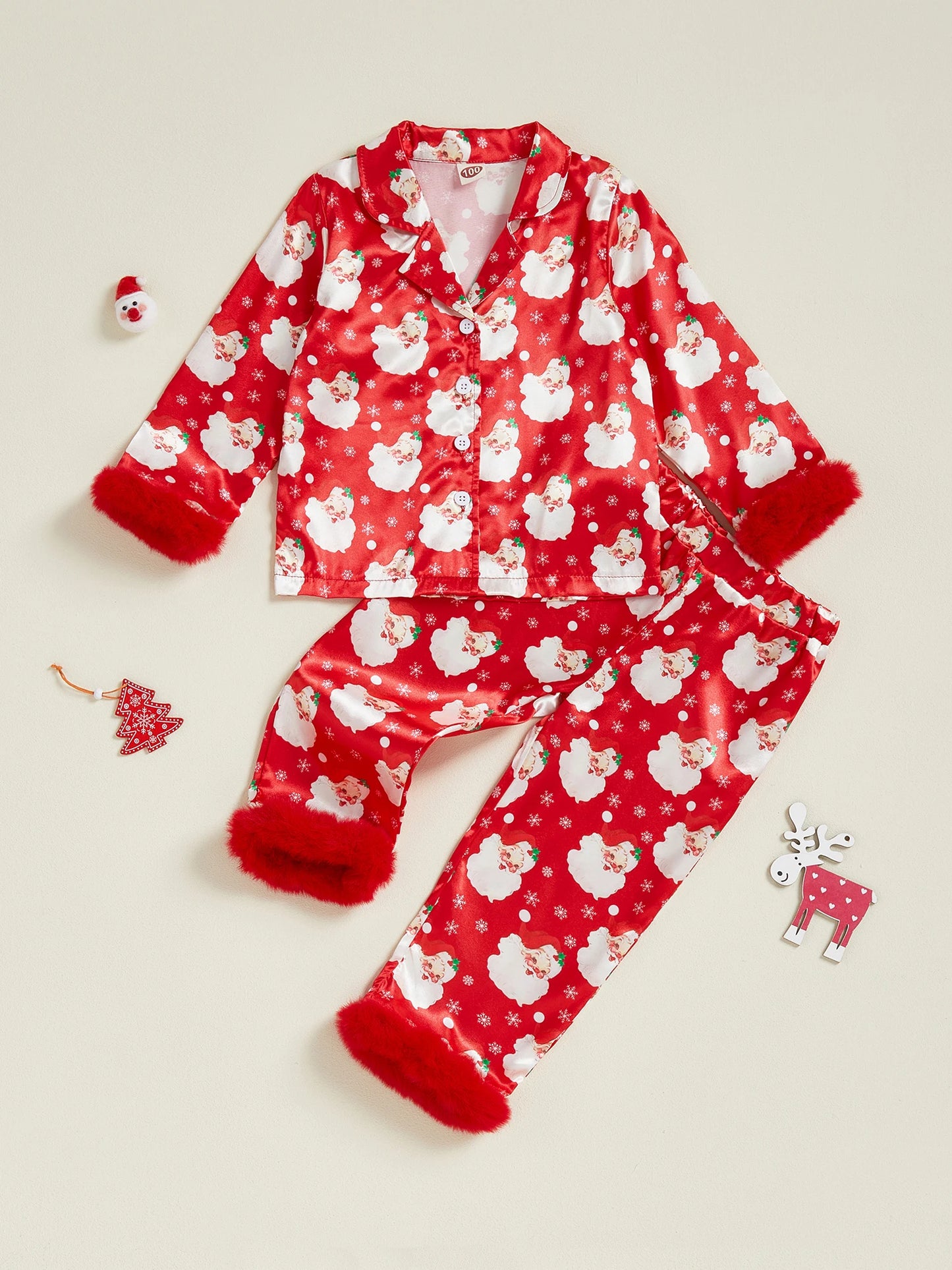 Women s Christmas Pajamas Set with Reindeer Print and Matching Fuzzy Socks Cozy Sleepwear Lounge Wear for Ladies