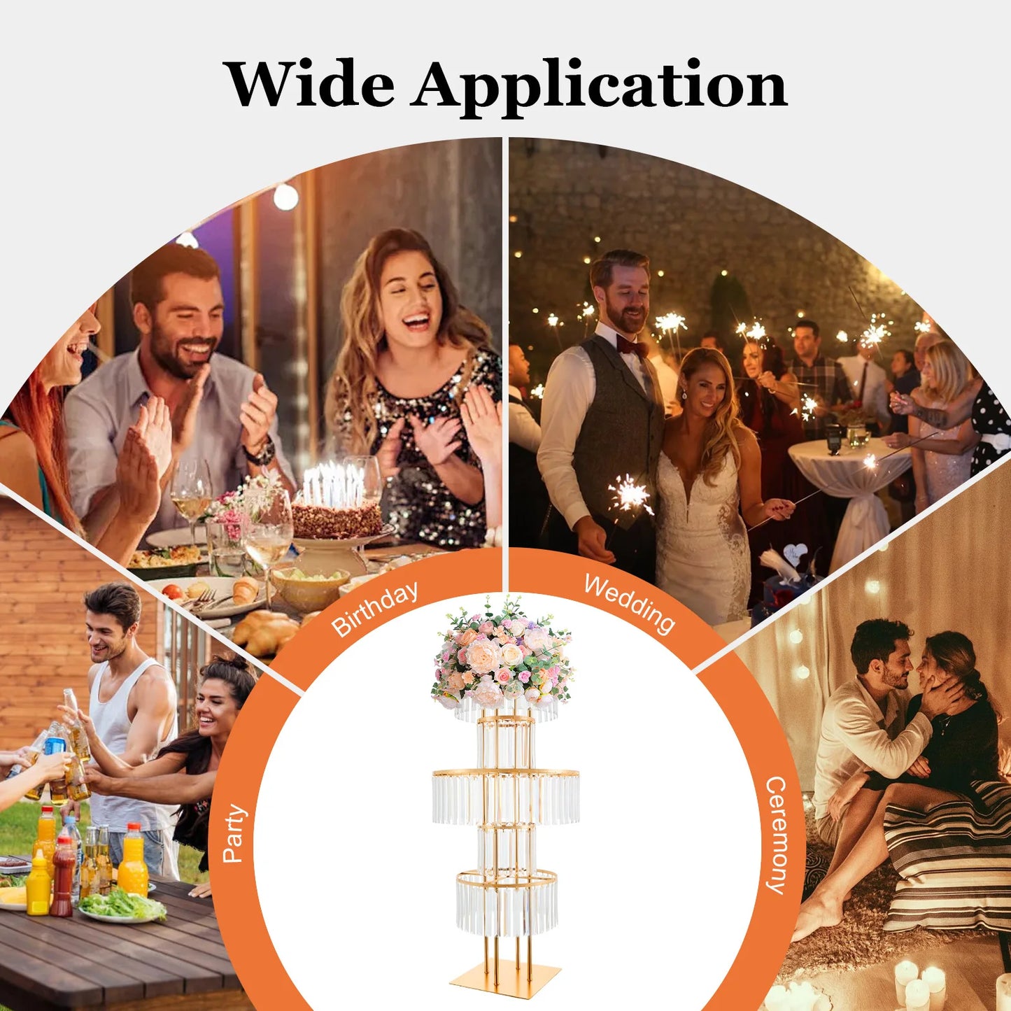 5 Tiers Acrylic Flower Stand Wedding Centerpiece Display Flower Holder Free Standing Decor for Parties, Banquets & Events