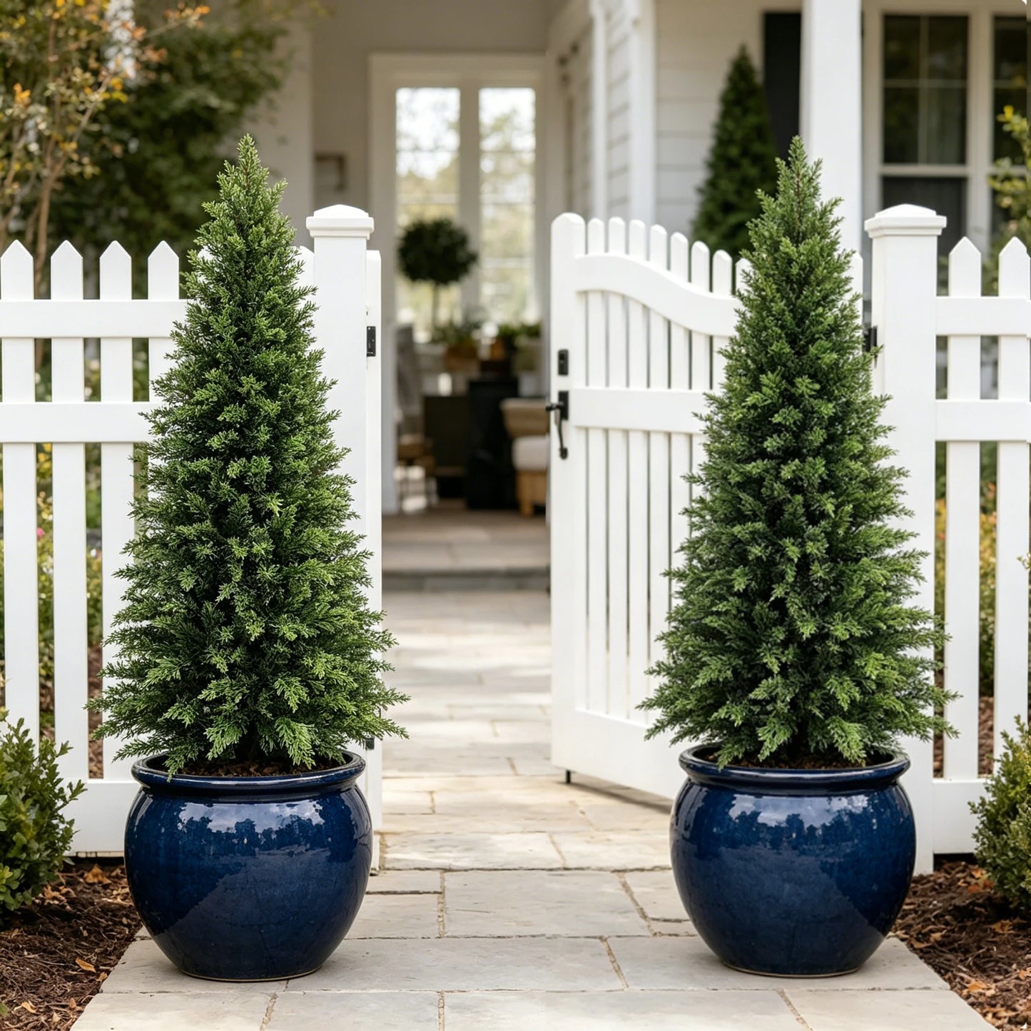 Artificial Cedar Topiary Trees – UV-Resistant Faux Outdoor Porch Trees in Planters for Front Door, Patio & Garden Décor (2–6 FT)