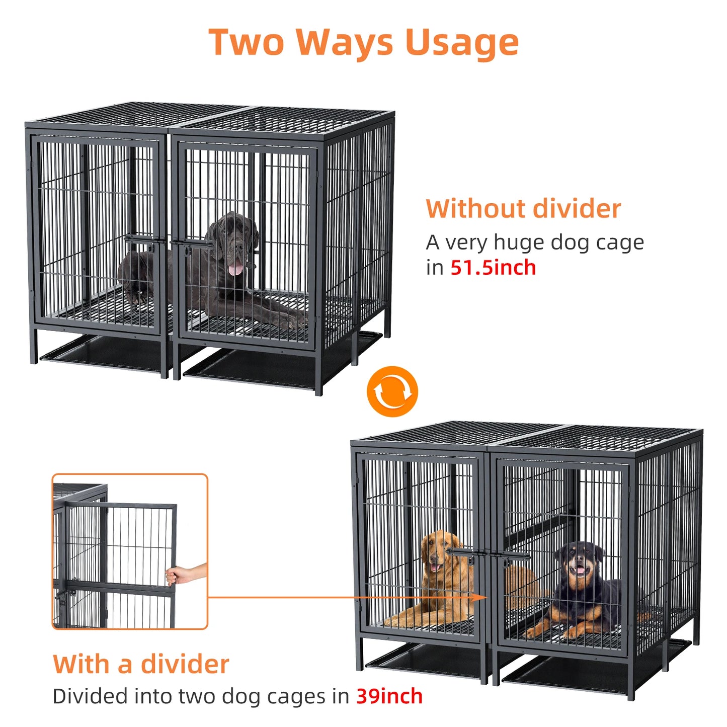 Jumbo Large Metal Pet Playpen Kennel with Secure Locking Door & Removable Tray