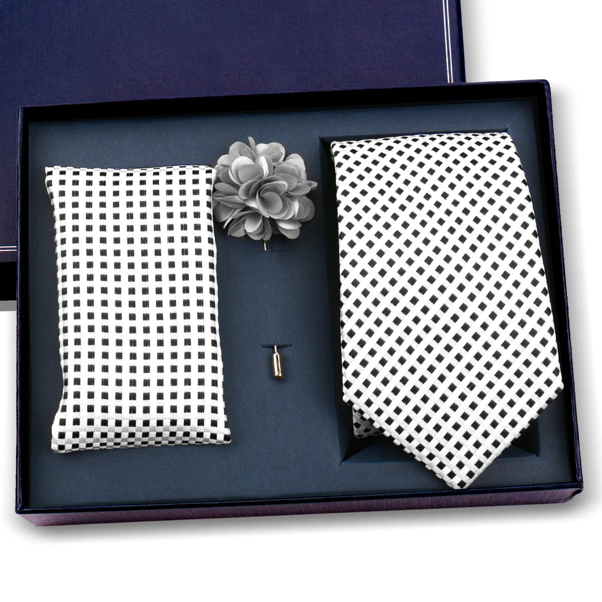 Luxury Men’s Paisley Necktie Gift Set. Silk Tie, Pocket Square, Cufflinks & Gift Box for Weddings & Business