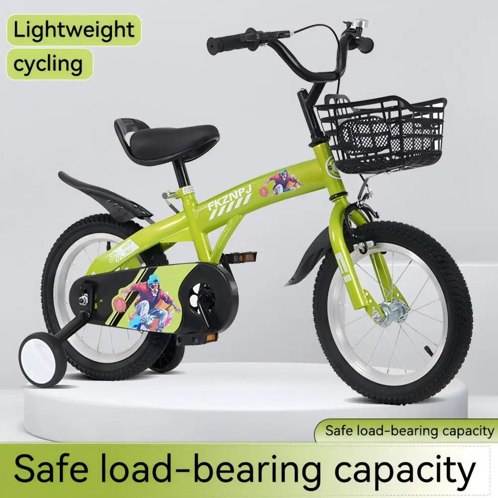 FKZNPJ 18-Inch Kids Bicycle . Bike with Training Wheels, Basket & Adjustable Seat for Boys and Girls