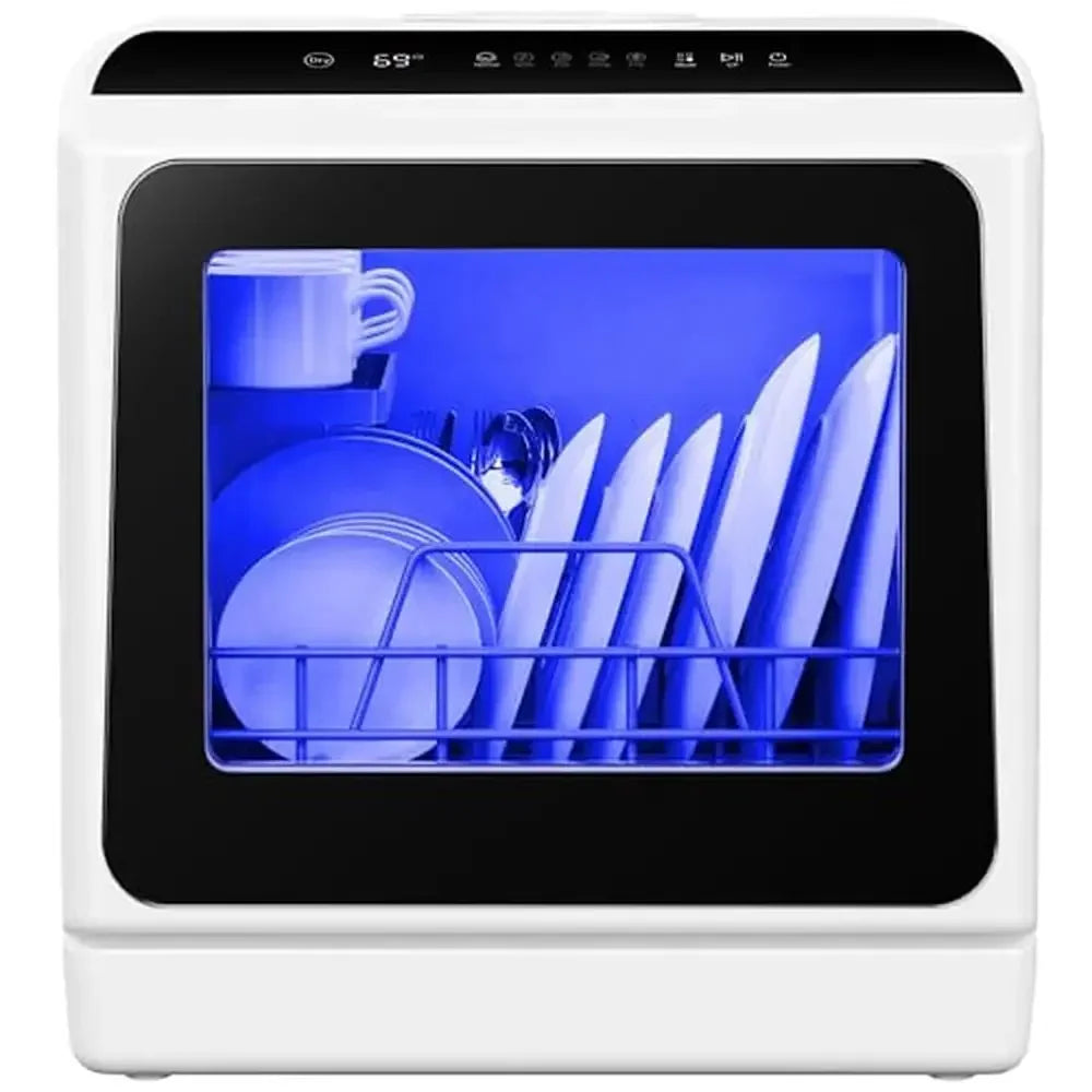 Countertop Portable Dishwasher Compact Small Dishwasher 5L Tank 6 Modes LED Light Easy to Use