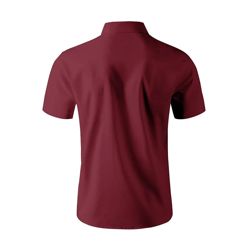 Men’s Business Casual Short Sleeve Shirt .Solid Color Summer Button Down