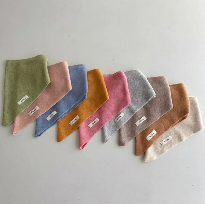 Winter Children's Triangle Scarf Wool Solid Scarf Baby Girls Soft Shawl Kids Collar Warm Neckerchief Boys Drool Saliva Towels