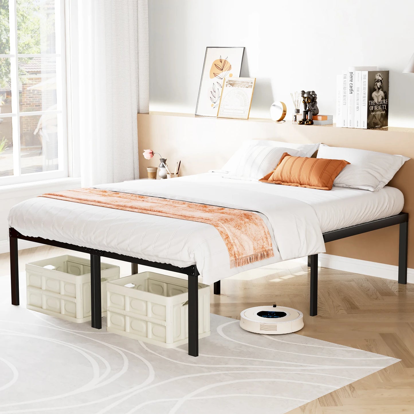 Heavy Duty Metal Platform Bed Frame with Storage Space