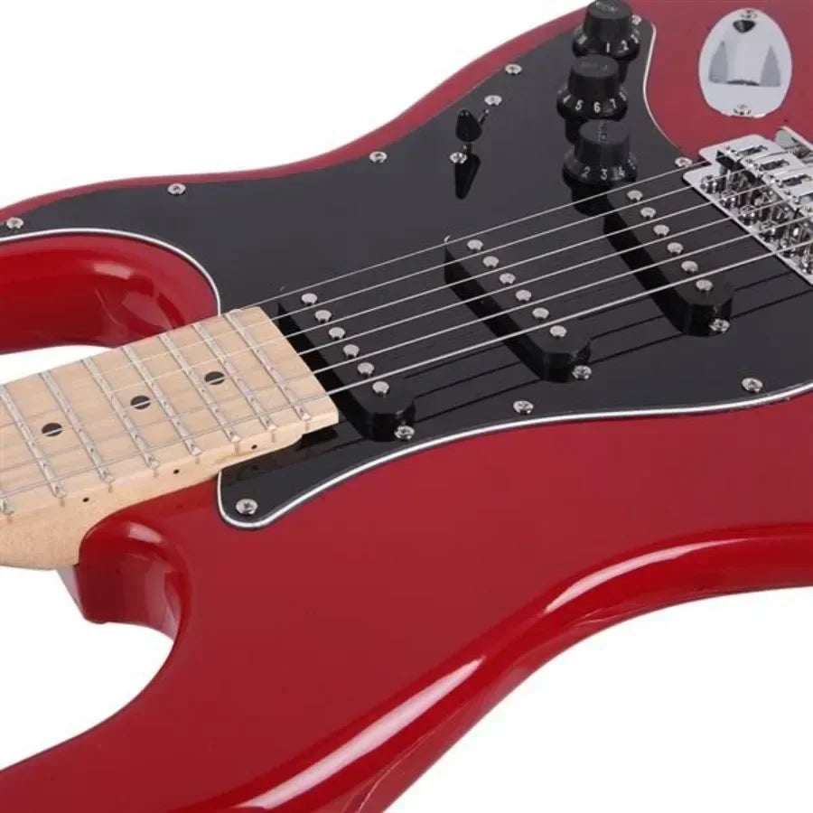 Glarry GST Electric Guitar Kit with Black Pickguard and Gig Bag  Red