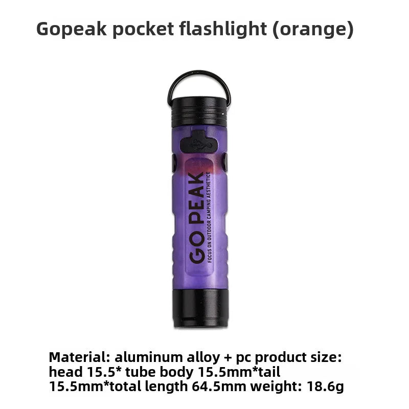 GOPEAK Mini USB Rechargeable LED Pocket Flashlight – Clip-On Keychain Light for Camping, Travel & Everyday Carry