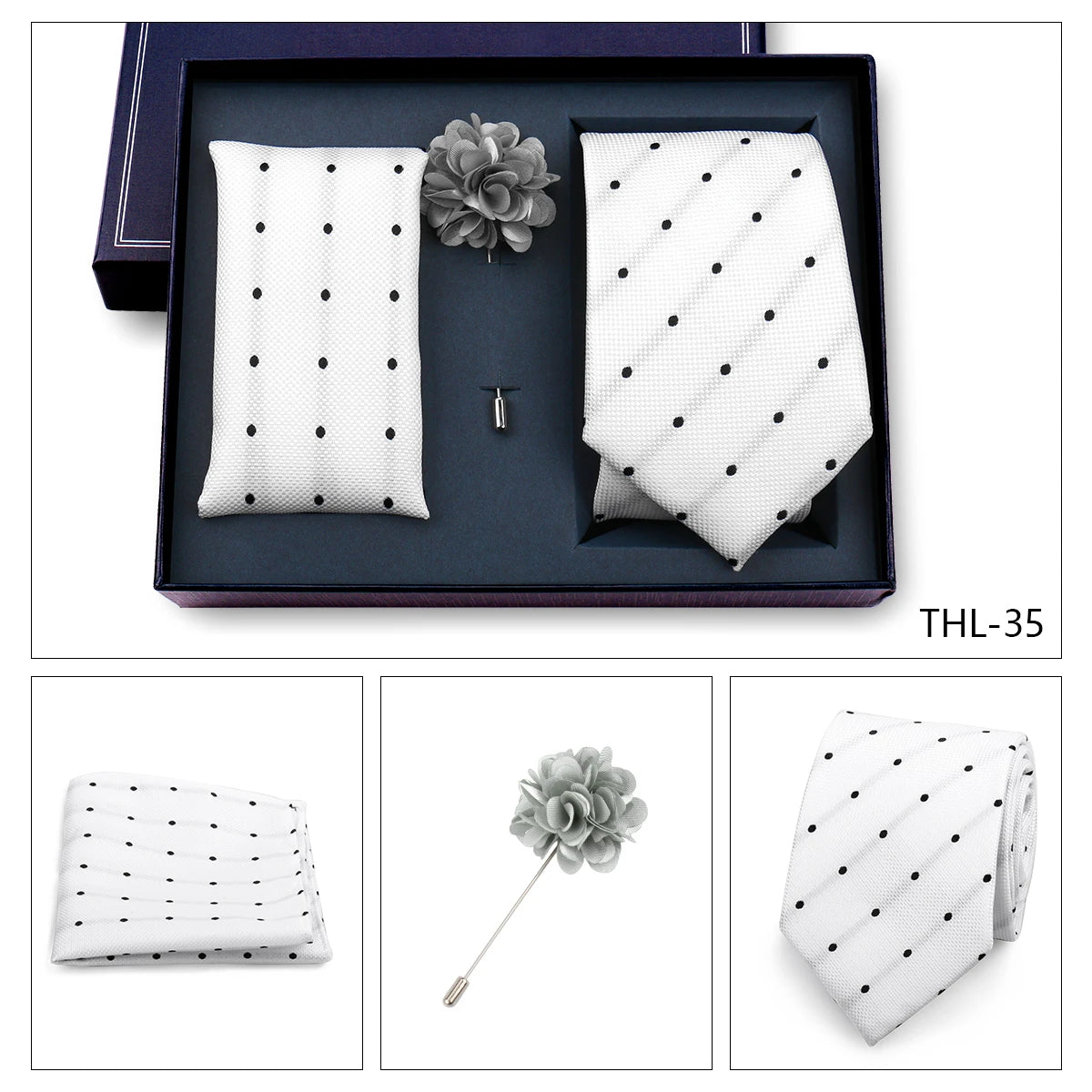 Luxury Men’s Paisley Necktie Gift Set. Silk Tie, Pocket Square, Cufflinks & Gift Box for Weddings & Business