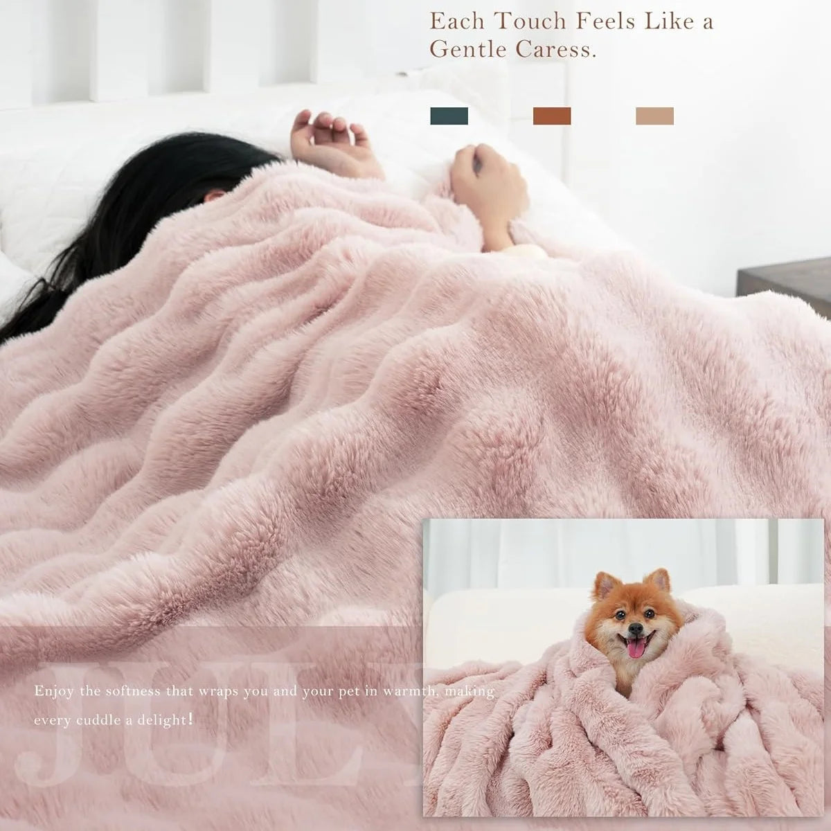 Luxury Faux Rabbit Fleece Weighted Throw Blanket