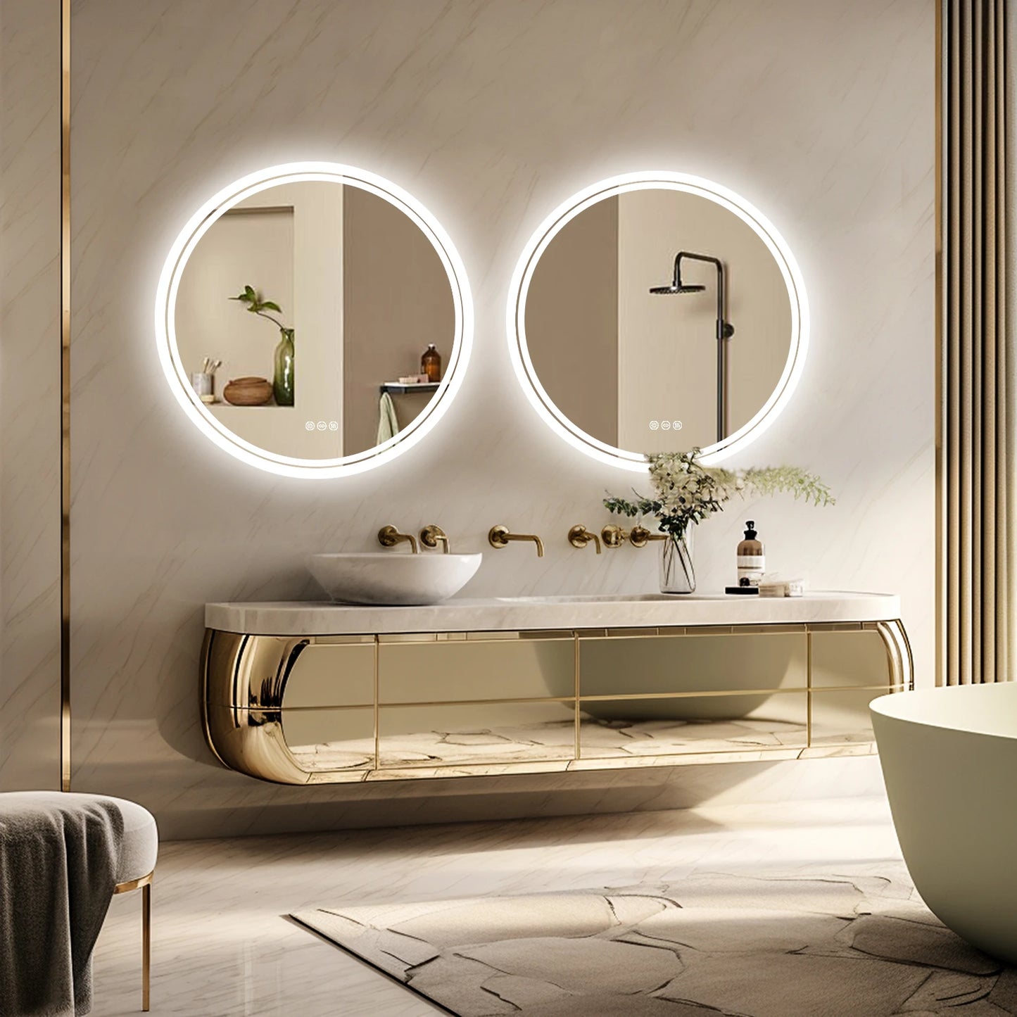 Bathroom Mirror With LED Lights Backlit IP65 Wall Mounted